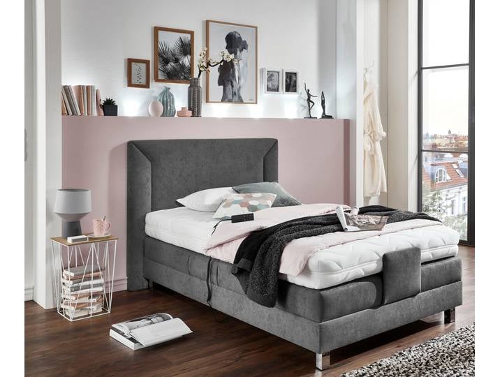 Boxbett, Mikrovelours, Anthrazit, 134×214 cm, Elektrisch Verstellbar, WESTFALIA SCHLAFKOMFORT