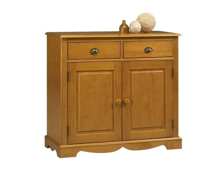 Buffet Pin Miel 2 Portes 2 Tiroirs 2 Niches Style Anglais L 101 H 90 P 42 cm - L 101 x l 42 x H 90 cm
