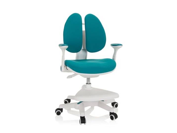 hjh OFFICE 736416 Chaise pour des Enfants Kid Wing Tissu Bleu Repose-Pieds pratiquement réglable en Hauteur\, pivotant