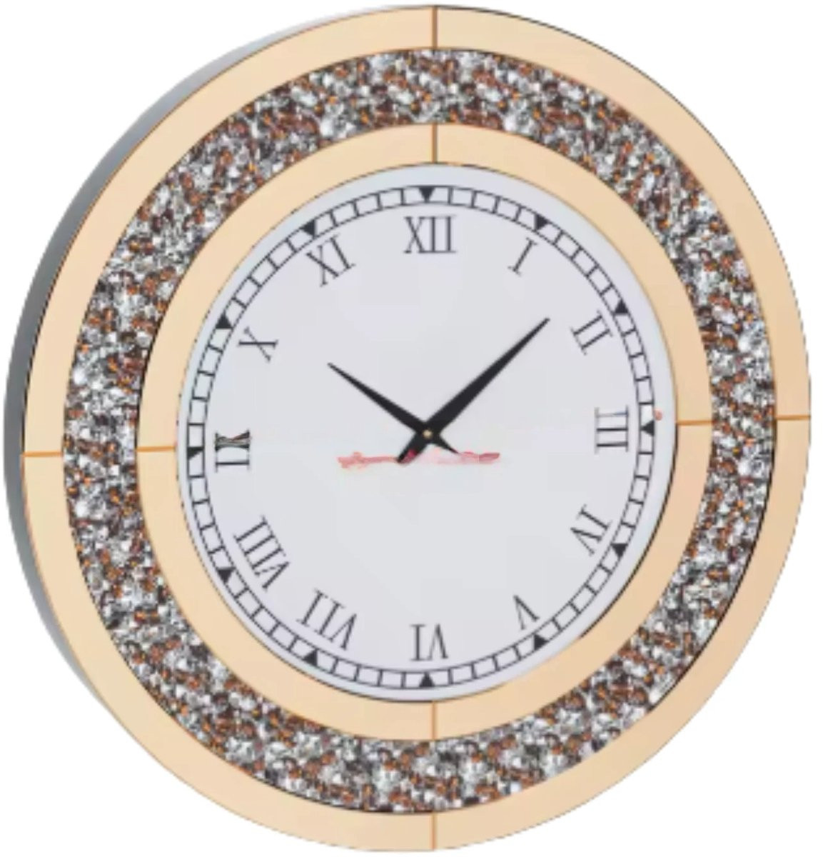 Bolt Edge Elegante Ronde Wandspiegel met Klok - Goud - Zonder verlichting