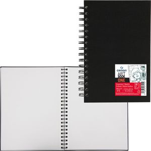 Canson Skizzenbuch C400039211 One Art Book, A5, hoch, 100 g/m², weiß, Spiralbindung, 80 Blatt