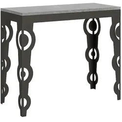 Itamoby Ausziehbare Konsole 90x40/300 cm Karamay Evolution Cement Anthrazitrahmen