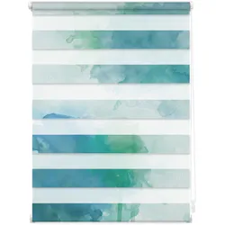 Lichtblick Duo Rollo Klemmfix, ohne Bohren, blickdicht, Aquarell - Blau Grün