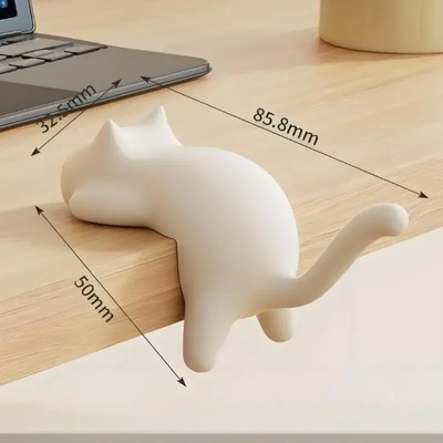 Discount Dollar Deals Cat Shaped Desktop Backpack Hook, Multifunctional Key Hook For Students, Strong Load Bearing, No Punching No Marks beige