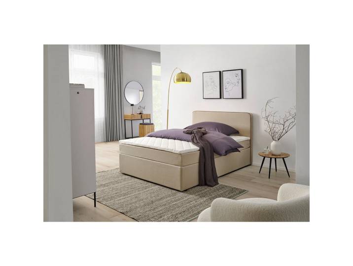 P & B Boxbett, Beige, Textil, H2, 140x200 cm, Schlafzimmer, Bett, Boxspringbetten