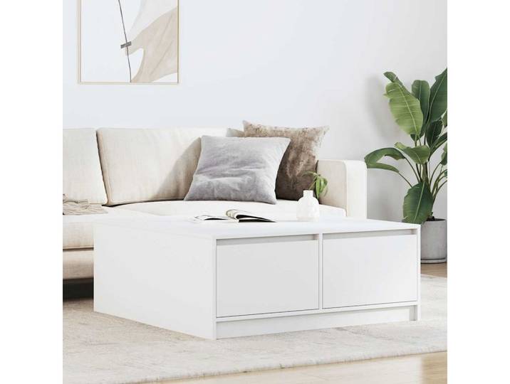 furnicato Couchtisch 100x100x40 cm Weiß (1-St), Wohnzimmertisch mit 4 Schubladen und viel Stauraum für dein Büro