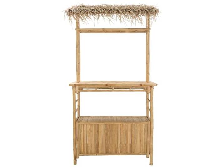 KTHLBRH Bartisch für den Außenbereich, aus natürlichem Bambus, 110 x 50 x Mit Dach, funktionalen Ablagen, leicht zu reinigen, für Terrasse, Garten