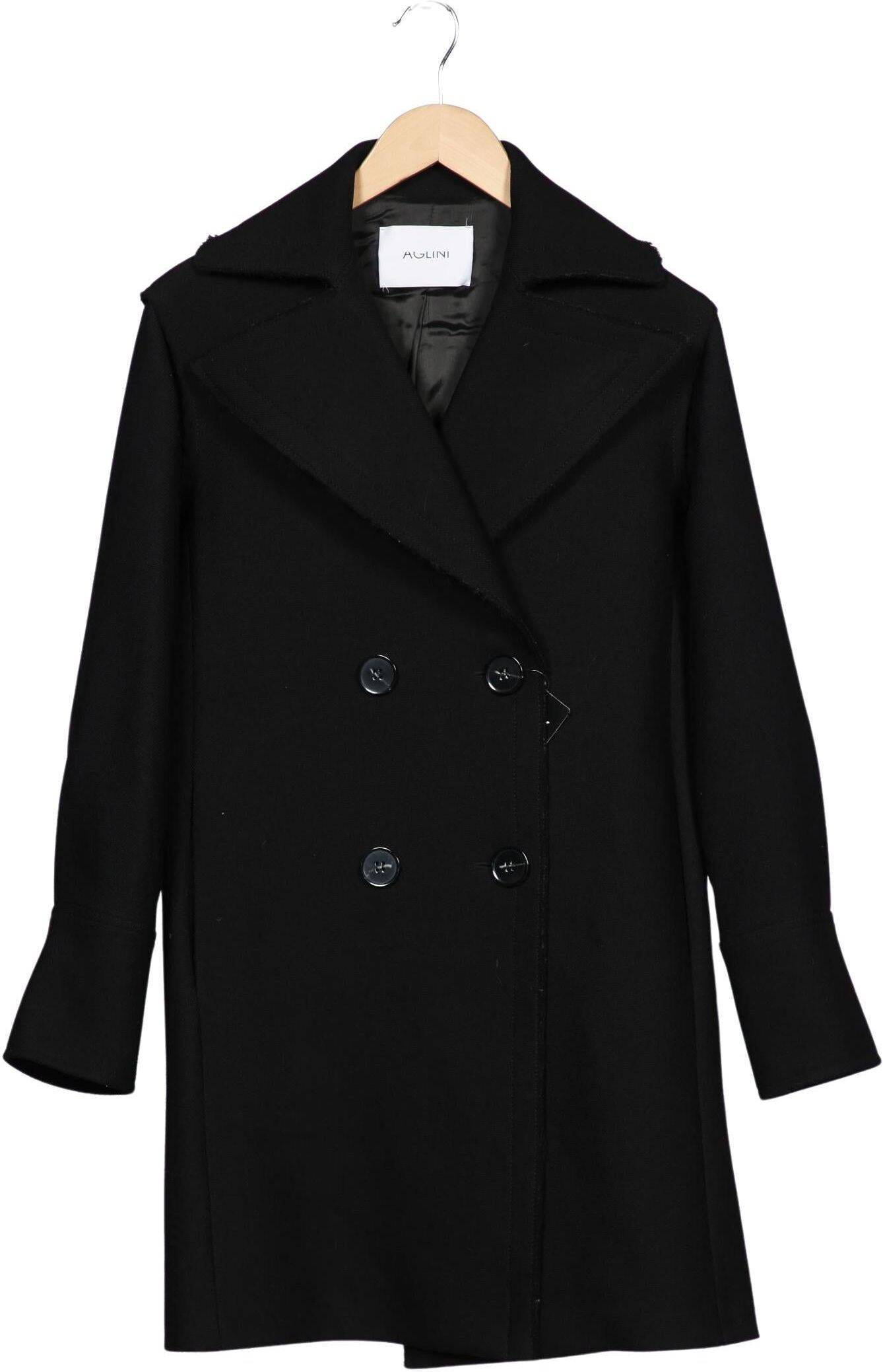Aglini Damen Mantel, Schwarz, Gr. EU 36 (IT 42), Viskose / Synthetik - Second Hand