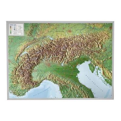 Alpen 1 : 1 200 000 Aluminium Rahmen, Karte von Andre Markgraf,Mario Engelhardt, GeoRelief