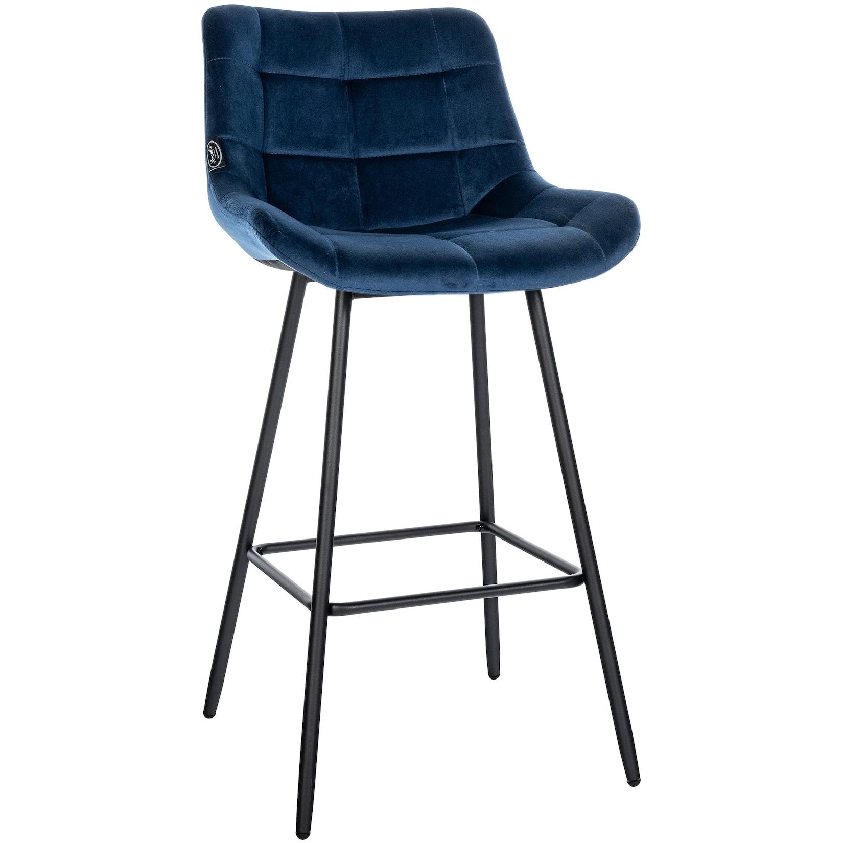 CLP Barhocker Weston Samt - Farbe: blau, Material: Samt