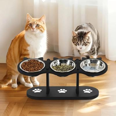 Uplifted Finds Elevated Tilted Cat Food Bowls With Wooden Stand And Stainless Steel Bowls Elevated Tilted Cat Food Bowls With Wooden Stand And Stainless Steel Bowls