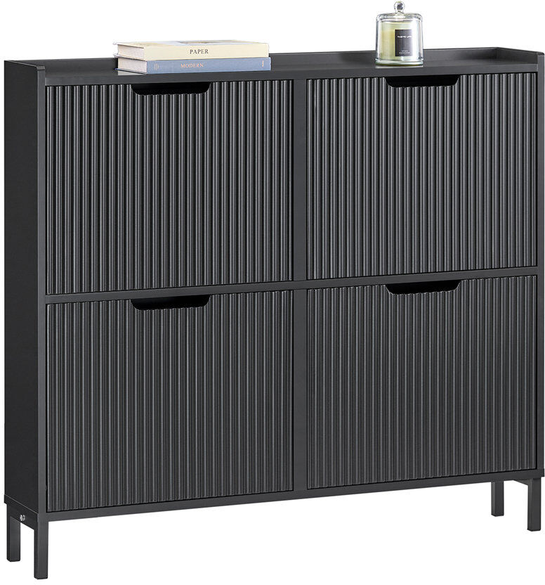 vidaXL 8 Pair Shoe Storage Cabinet Black 8