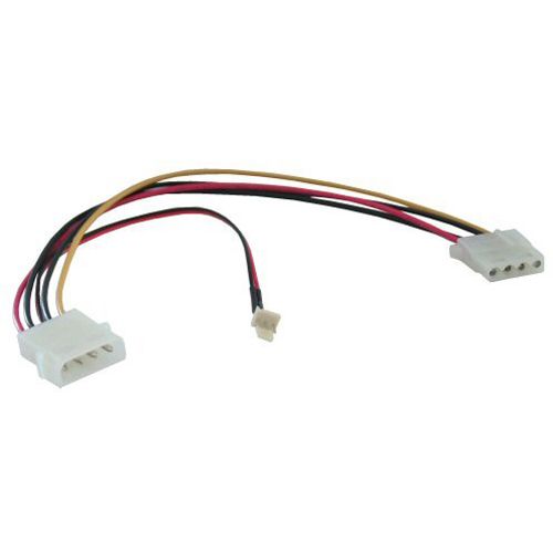 InLine 2-pin Lüfter auf 4-pin Netzteil, 0,15m Adapterkabel für Lüfter (33344)