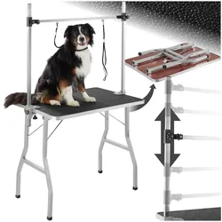 tectake® Trimmtisch, mit höhenverstellbarem Galgen und 2 Schlingen, rutschfeste und kratzfeste Gummibeschichtung, Belastbarkeit 60 kg