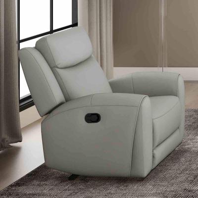 Esofastore Transitional Light Gray Finish Top Grain Leather Living Room Recliner Sofa Set