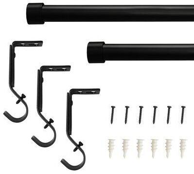 Lumi Home Furnishings Lumi Single Curtain Rod Brushed Nickel/ Black- End Cap finials