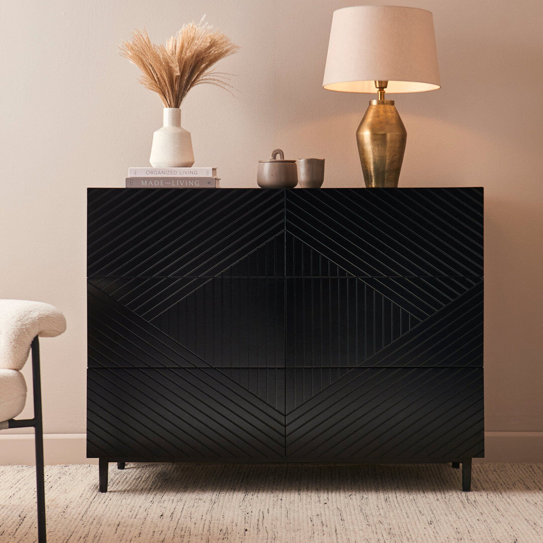 Brayden Studio Chest of Drawers - Black Black 86cm H x 112cm W x 45cmD