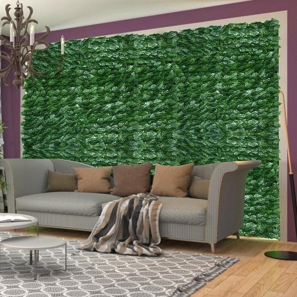 Kunstmatige heg met groene bladeren voor wanddecoratie in de tuin, 0.5 x 3 meter, groen