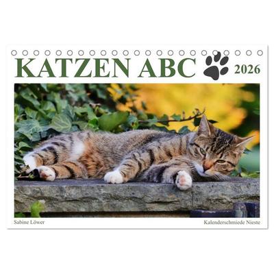 Katzen ABC (Tischkalender 2026 DIN A5 quer), CALVENDO Monatskalender