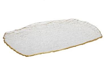 Classic Touch Glass Oblong Serving Tray with Gold Trim