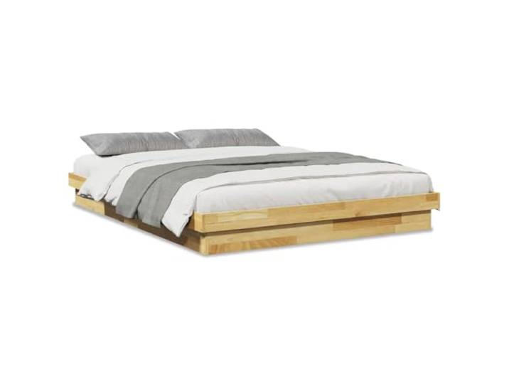 PUGYNBK Bettgestell 150 x 200 cm Massivholz Eiche Lattenrost im Lieferumfang enthalten, niedriges Design, kompakt für kleine Räume