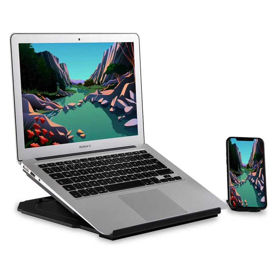 Desire2 2in1 tragbarer Laptopständer Schwarz 360 drehbar inkl. mobilem Ständer (D2LAP360BK)