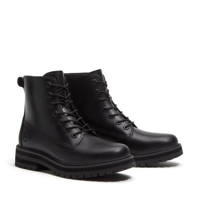Schnürstiefel TIMBERLAND "BRITTON DRIVE - MID LACE BOOT", Damen, Gr. 42, schwarz (schwarz full grain), Leder, Schuhe Schnürstiefel, Winterstiefel, Schnürstiefel, Winterschuhe