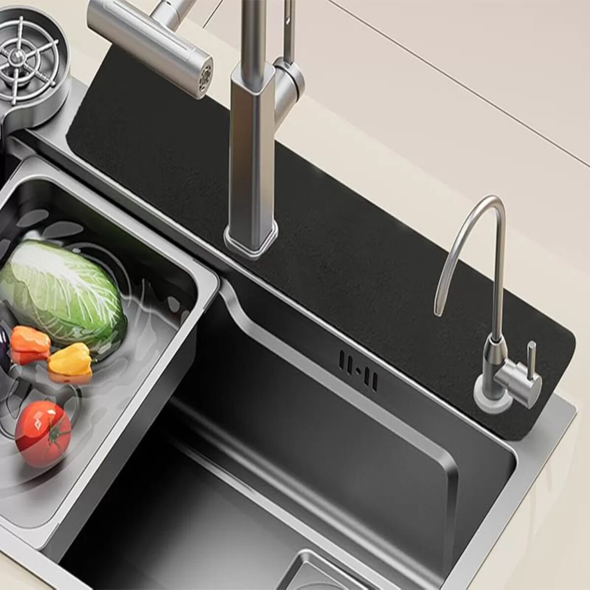 INF Spülbecken-Spritzschutzmatte - Zuschneidbare Armaturmatte, rutschfeste wasserdichte Arbeitsplatten-Schutzmatte für