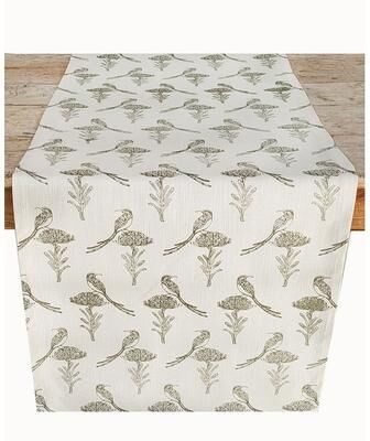 French Home Sugarbird Table Runner - Sage