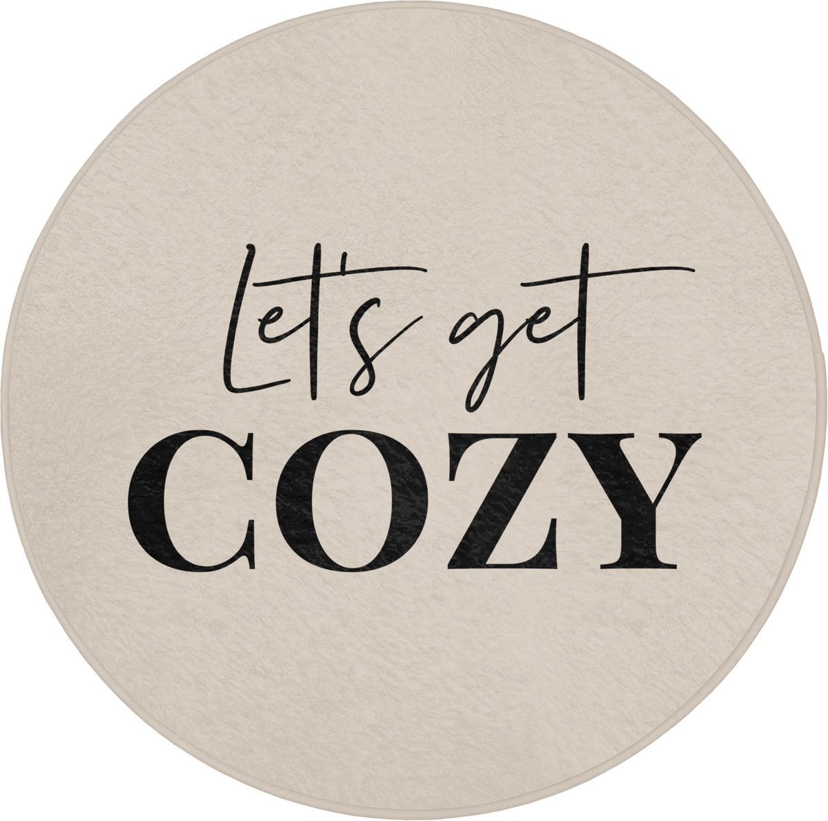 OnlyWow WC mat rond 70x70 cm - Beige - Antislip - Winter Quote Cozy