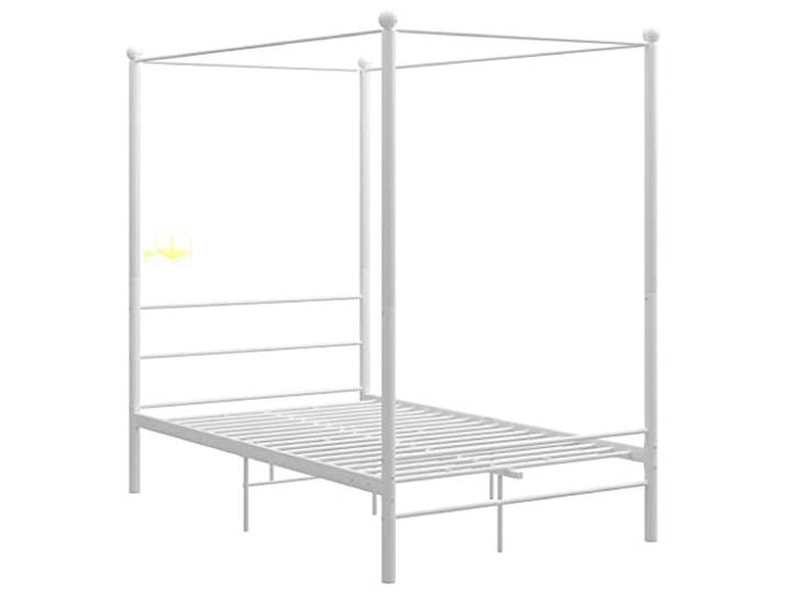 vidaXL Himmelbett Metallbett Bett Doppelbett Bettrahmen Bettgestell Lattenrost Schlafzimmermöbel Schlafzimmerbett Weiß Metall 140x200cm