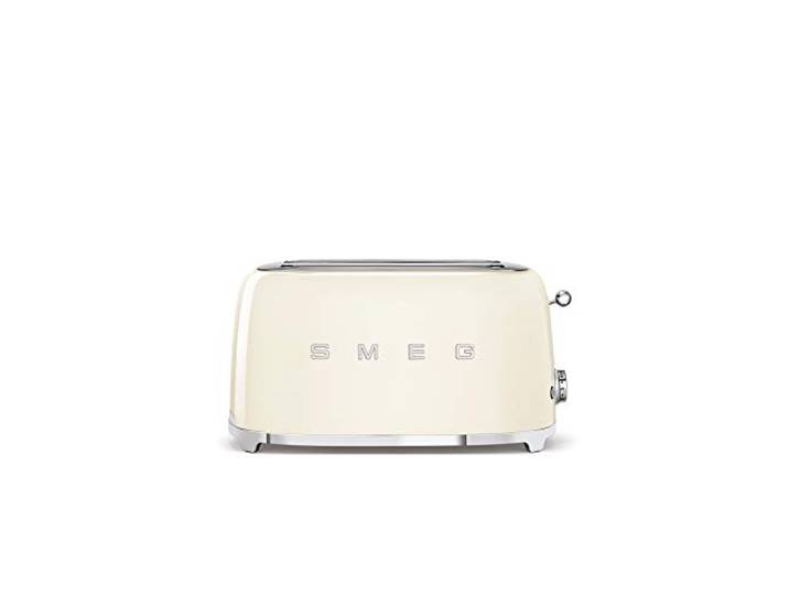 Smeg, 2x4 TSF02CREU -Toaster, 2 Schlitze für 4 Scheiben, 6 Vergoldungsniveaus, Heizfunktion, Abtau- und Bagel- Funktion, Sammelschublade, 1500W, Creme