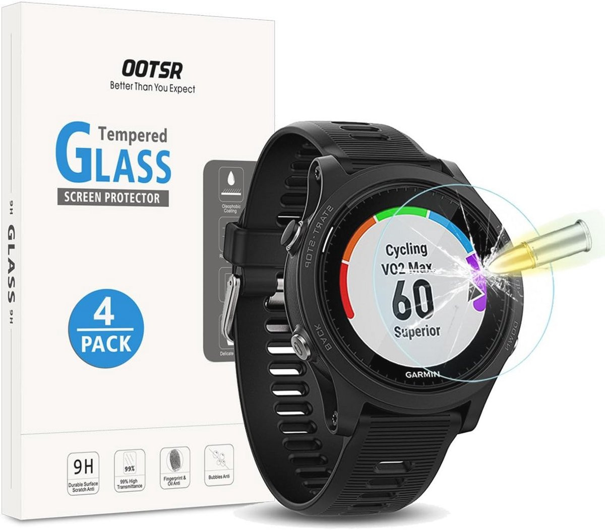 4 stuks pantserglas beschermfolie voor Garmin Forerunner 935 - krasvast en transparant
