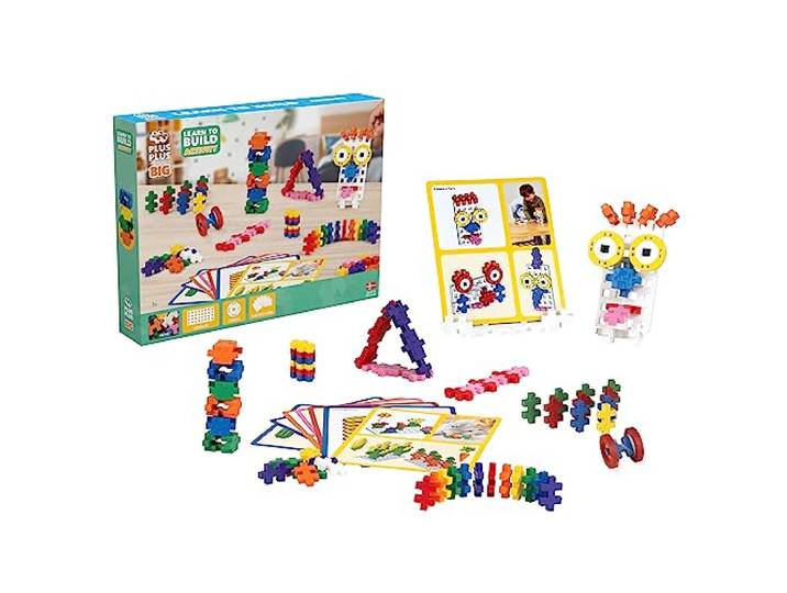 PLUS PLUS BIG - Learn to Build Activity Set - 130 stuks - Activiteiten, Bouwblokken, Bouwen, Ontwikkelend speelgoed voor kleine kinderen, kleuterschool, opbergdoos, STEM, STEAM, Geproduceerd in Denemarken
