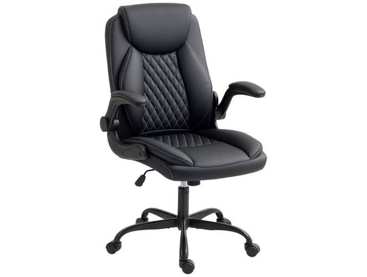 LIA Fauteuil de bureau chaise bureau ergonomique avec accoudoirs relevables hauteur réglable fonction de bascule noir