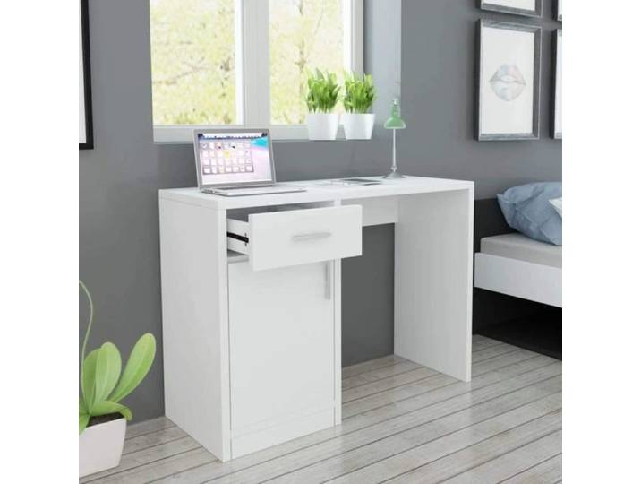 Bureau avec Tiroir et Placard 100x40x73 cm Blanc[891]