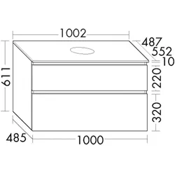 Burgbad Waschtischunterschrank Lin20 HGL 611x1002x552 Trend-/RAL-Farbe Hochglanz, WXOD100F5374 WXOD100F5374