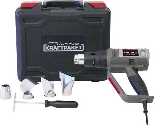 Dino KRAFTPAKET 130220 KRAFTPAKET DIY 2000W 50-600°C Heißluftgebläse inkl. Tasche, mit Zubehör, inkl. Gebläseaufsatz 2000W