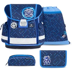 Belmil Classy Schulranzen Set 4-teilig mit Brustgurt - Navy Blue Tech Koffer24