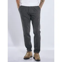 emilio adani Herren Chino mit Bundfalte Grau slim fit uni - 48