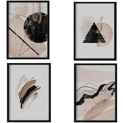 POSTER Set mit 4 Blätter und abstrakten Formen mit braunen Tönen A4 Rahmenlos