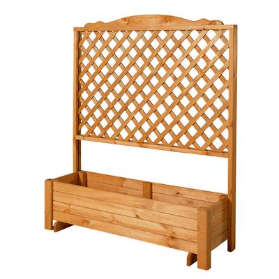 Spalier PROMADINO "Romantica", gelb (honigfarben), B:120cm H:140cm T:38cm, Holzwerkstoff, Rankhilfen, mit Pflanzkasten, BxTxH: 120x38x140 cm