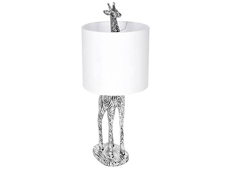 BRUBAKER Tafel- of bedlampje Giraffe Afrika, tafellamp met keramische voet en stoffen kap, 51,5 cm hoog, zwart/wit