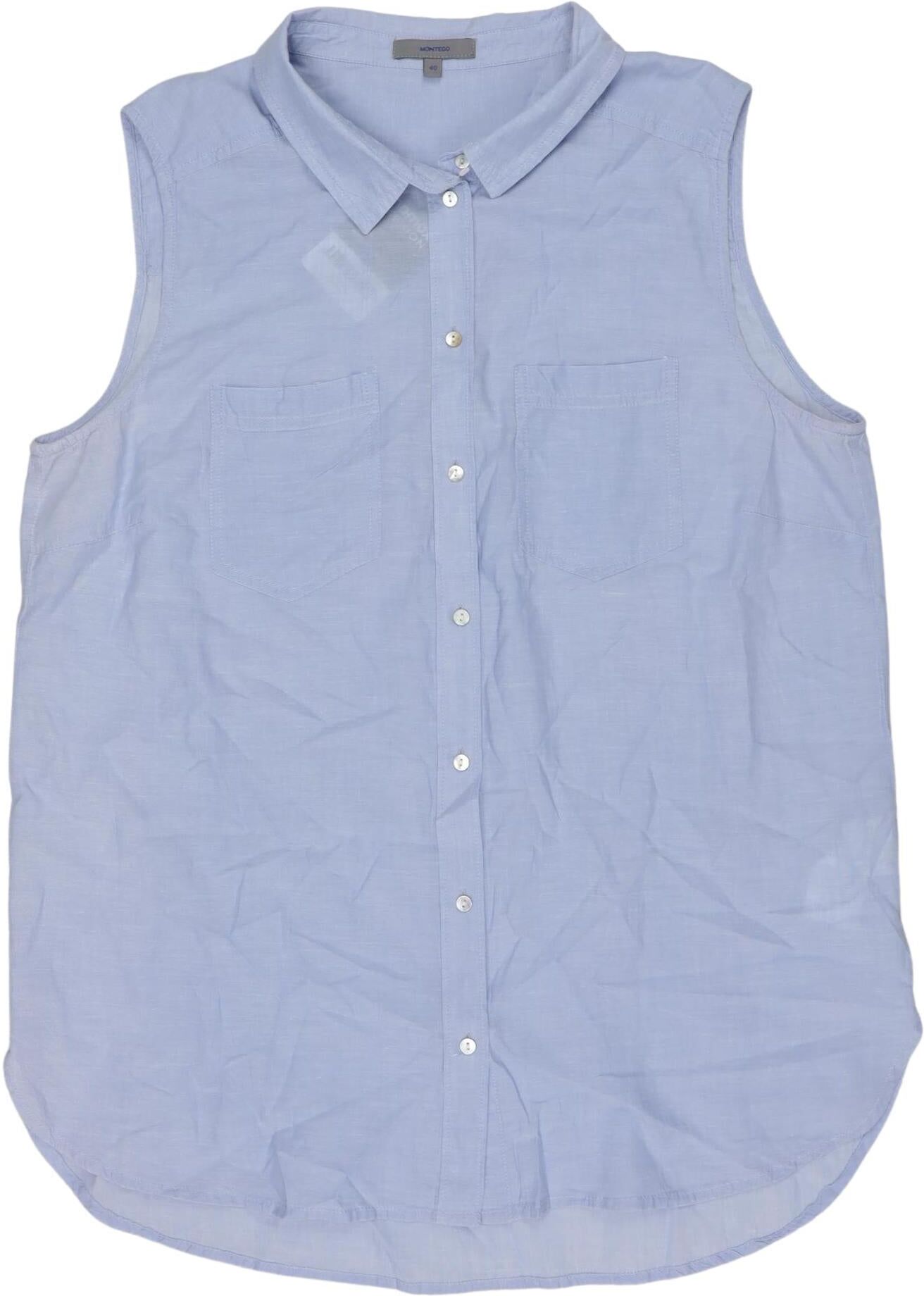 Montego Damen Top, Hellblau, Gr. EU 40, Baumwolle - Second Hand