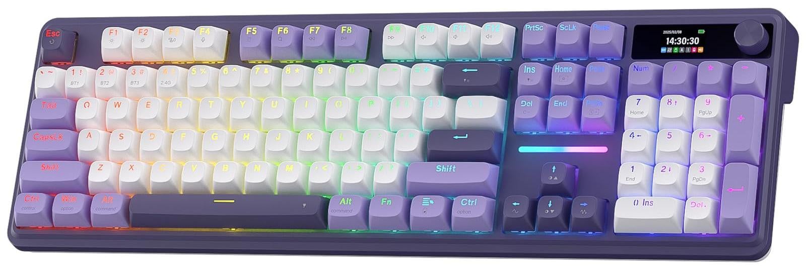 Selius Mechanisch Toetsenbord Charming Purple met USB-C, Bluetooth en RGB Achtergrondverlichting, 104 Toetsen