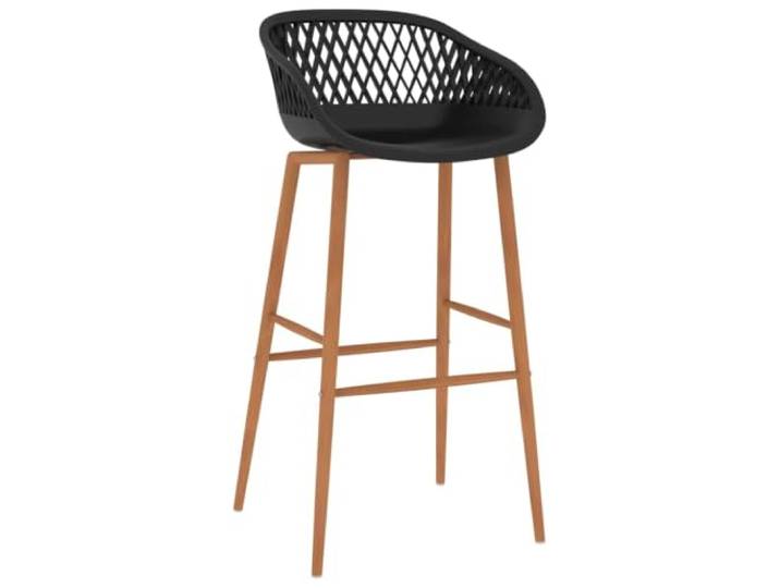 UYPTERF Barhocker 2 STK. Schwarz PP Metallbeine Holzdekor Integrierte niedrige Rückenlehne, Netzoptik, robustes PP, stabile Metallbeine, max. 110 kg pro Sitzplatz