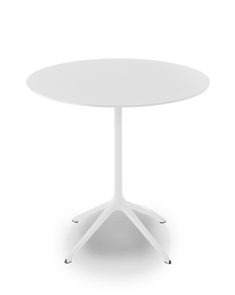 Kristalia Elephant Outdoor Bistrotisch rund klappbar (Tischplatte Laminat weiß, ... Tischplatte Laminat weiß, Beine Aluminium weiß lackiert | Ø 69cm 01ELP33