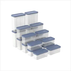 Rotho DOMINO SET 18-er Foodkeeper, Vorratsbehälter, Blau