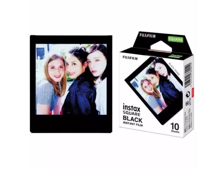 Fujifilm Instax Square 10 Sheet Black Frame Film Sofort-Bild – Sofortbildkamera/Polaroid Kamera – schwarz