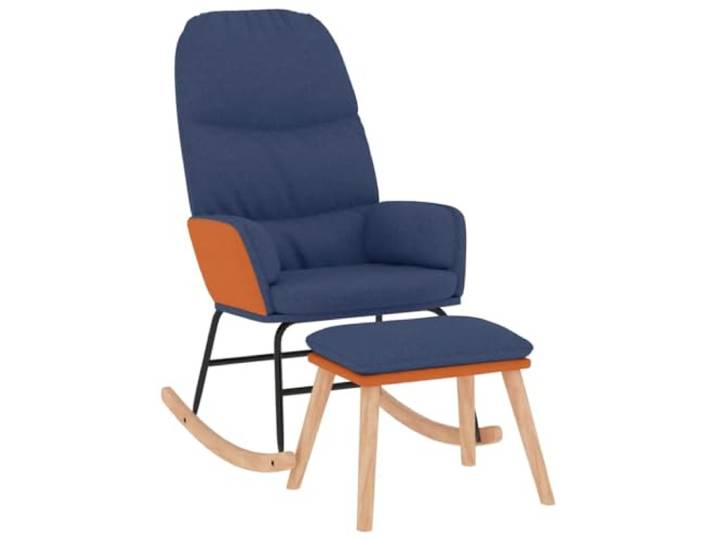 YUTAASU Schaukelsessel mit Hocker Blau Stoff Atmungsaktiv, Langlebig, Schmutzabweisend, Armlehnen, Sanfte Schaukelbewegung